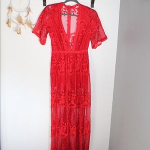 Red lace dress